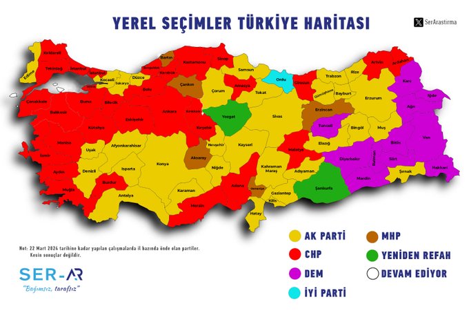 "Yerel Seçimler Türkiye Haritası" yayımlandı: Hangi şehirler bıçak sırtı; CHP nerelerde önde?